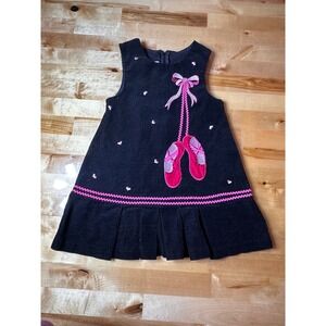 Bonnie Jean Jumper Dress Toddler 2T Black Corduroy Excellent Ballet Slippers